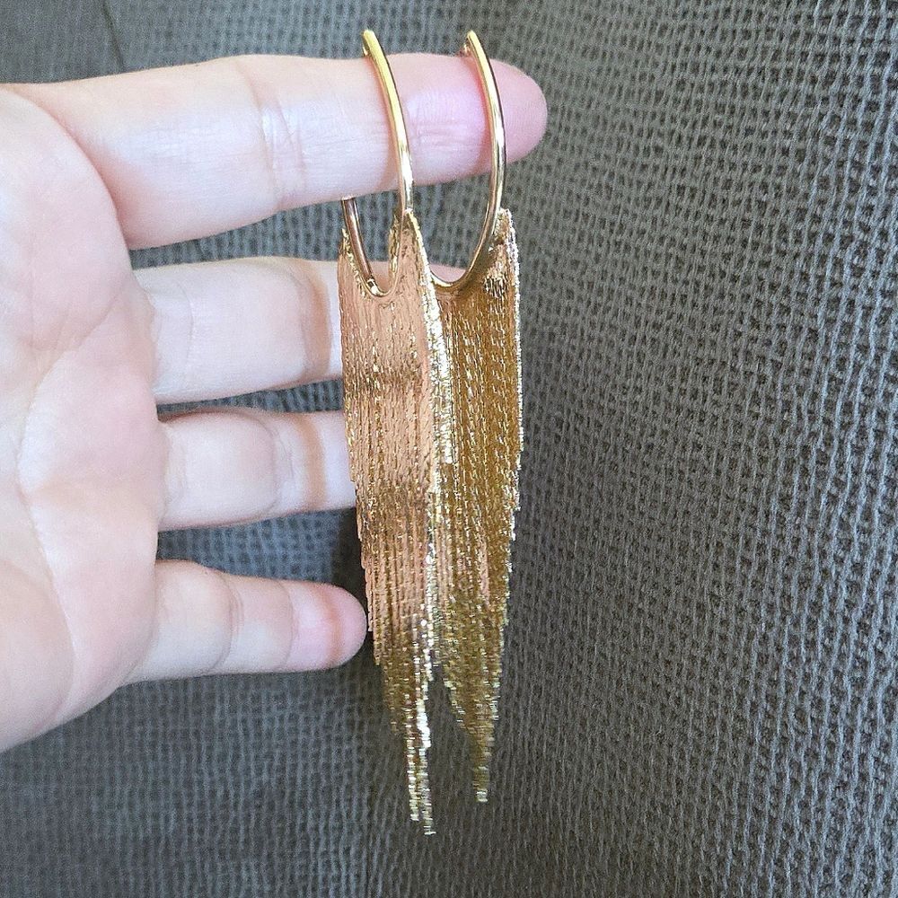 House🏠 of Harlow 1960 Dangling Gold💛 Cobra🐍 Chain⛓ Tassels Earrings - Picture 15 of 15